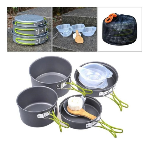 Set De Mini Ollas Para Camping Multifunción Portatil