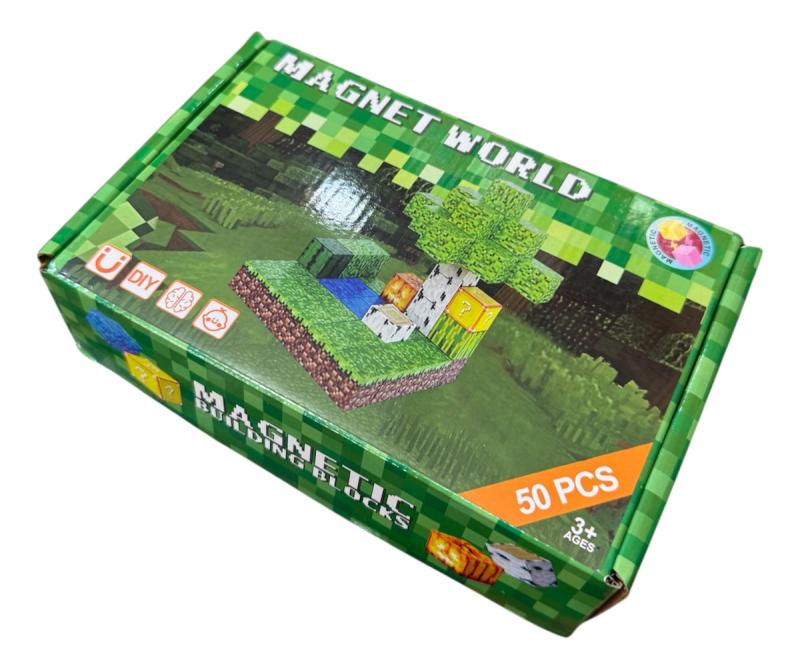 Bloques Magnéticos Minecraft 50 Piezas Con Muñeco