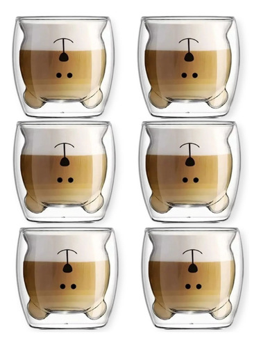 Taza Mug Doble Vaso Termico Café Forma De Osos X 6 Uni