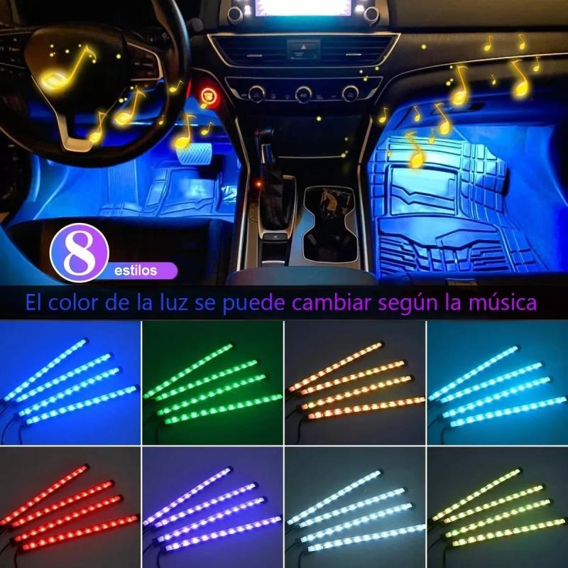 Tira Luces Interior Auto Led Rgb Multicolor 12v Audioritmica