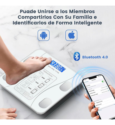 Balanza De Baño Bluetooth Familiar Ultra Slim 180kg