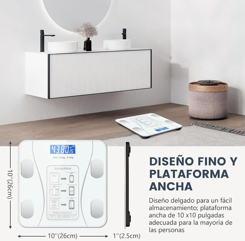 Balanza De Baño Bluetooth Familiar Ultra Slim 180kg