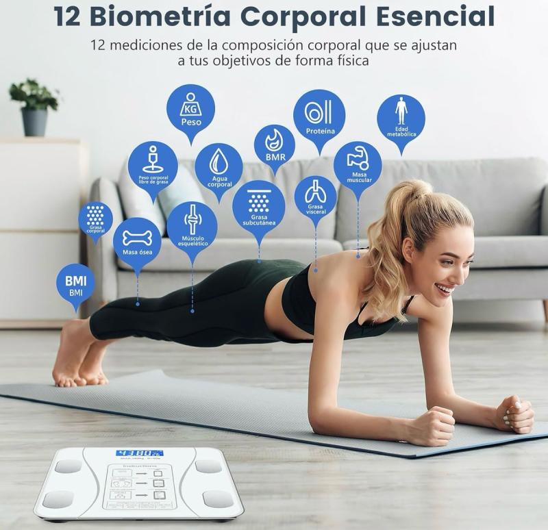 Balanza De Baño Bluetooth Familiar Ultra Slim 180kg