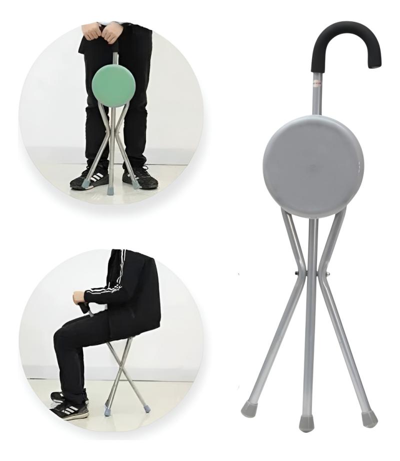 Baston Silla Plegable Multifuncion Portatil Silla Ajustable