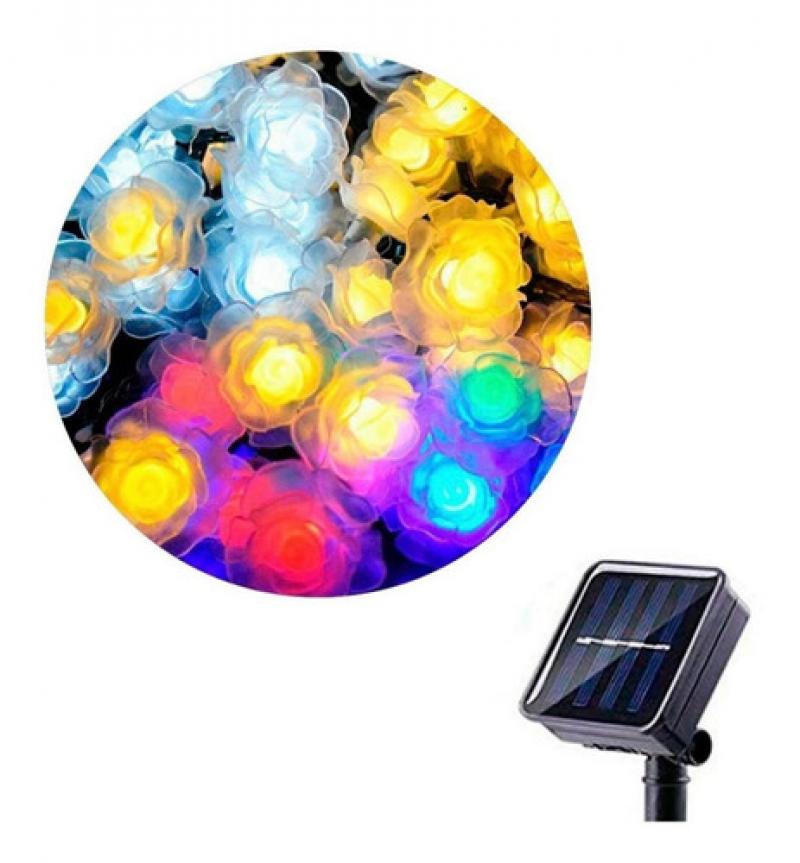 Luces Guirnalda Led Rosas Cristal Multicolorpanel Solar