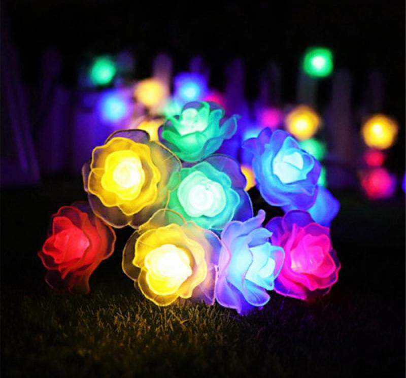 Luces Guirnalda Led Rosas Cristal Multicolorpanel Solar