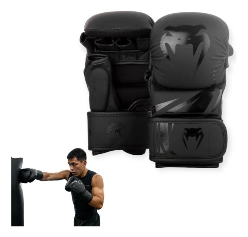 Guantes De Boxeo Medio Dedo Cuero Sintético Velcro