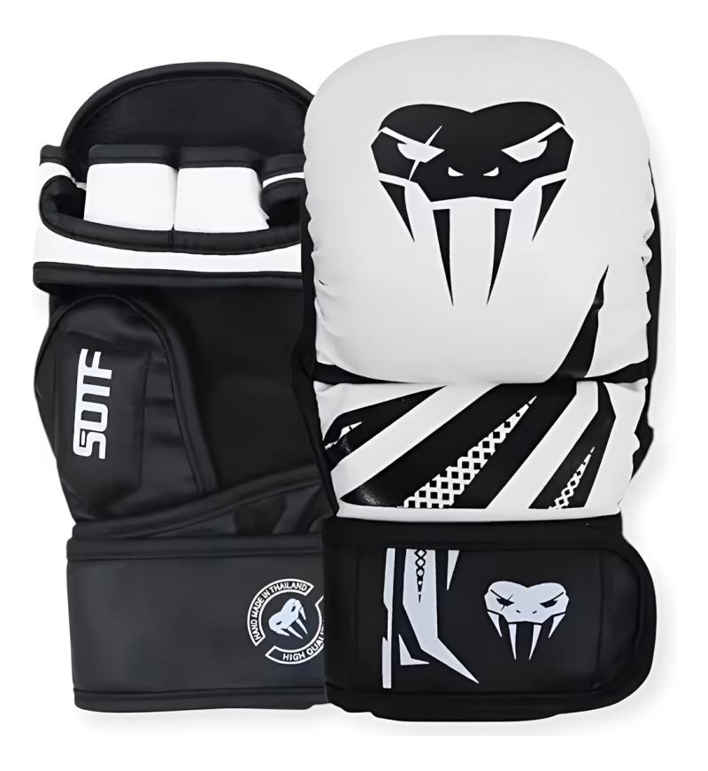 Guantes De Boxeo Medio Dedo Cuero Sintético Velcro