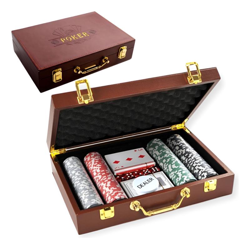 Juego De Poker 200 Fichas Cartas Dados Maletin De Cuero