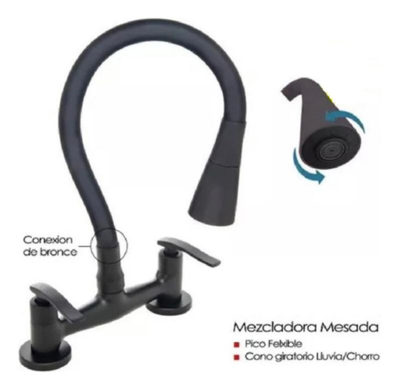 Canilla Monocomando Bar Flexible Negra Diseño Cocina Mesada