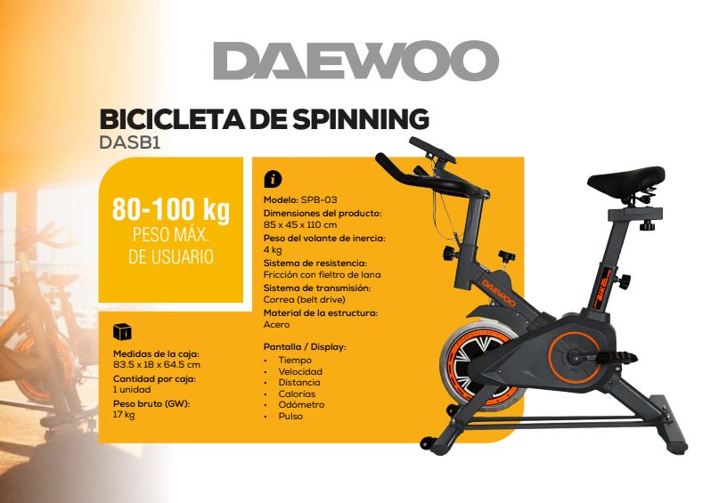 BICI FIJA PROFESIONAL NEGRA DAEWOO