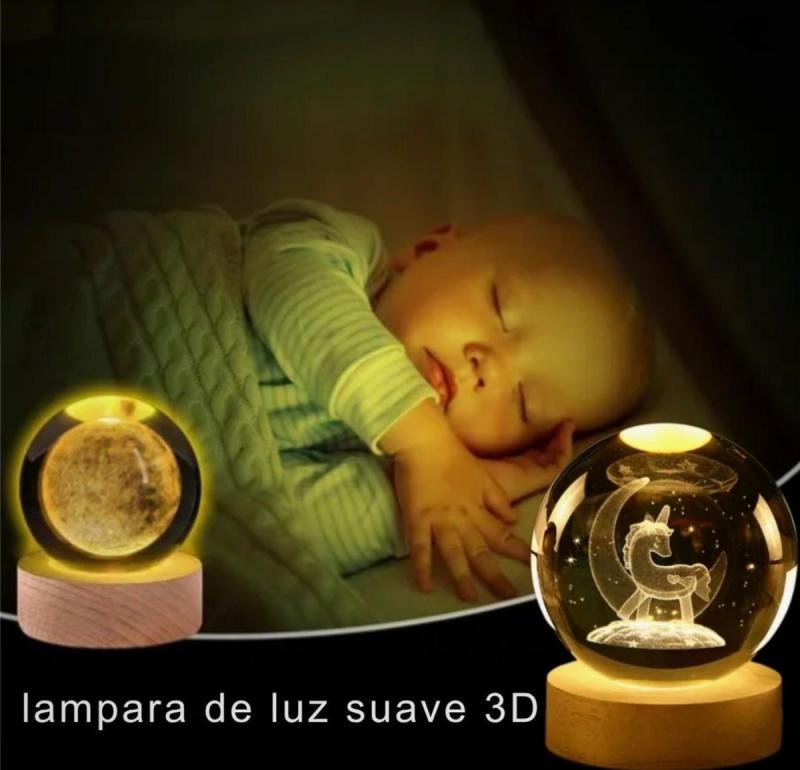 Esfera Magica Bola De Cristal 3d Led Luz De Noche Luna