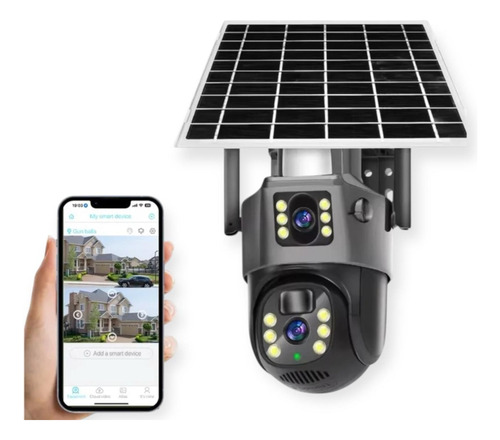 Cámara Solar 360° Exterior Wifi Inalámbrica Doble Lente 4 Mp