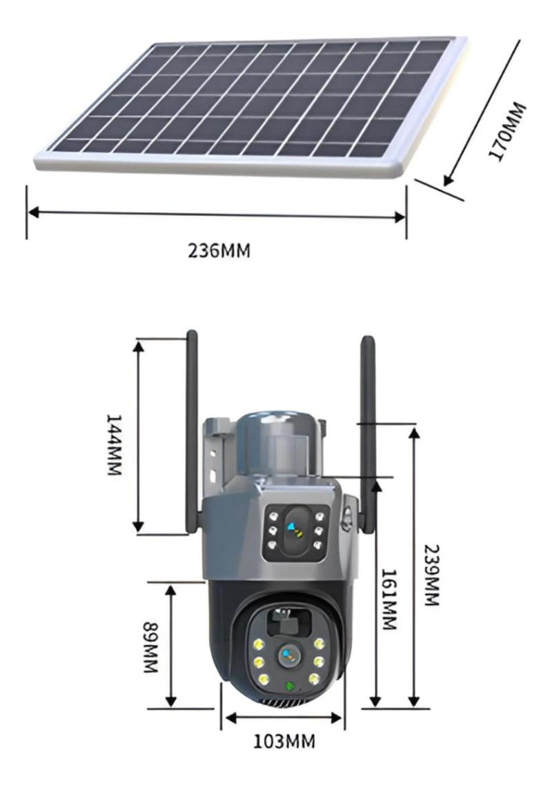 Cámara Solar 360° Exterior Wifi Inalámbrica Doble Lente 4 Mp
