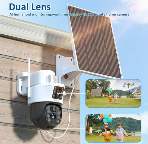 Cámara Solar 360° Exterior Wifi Inalámbrica Doble Lente 4 Mp
