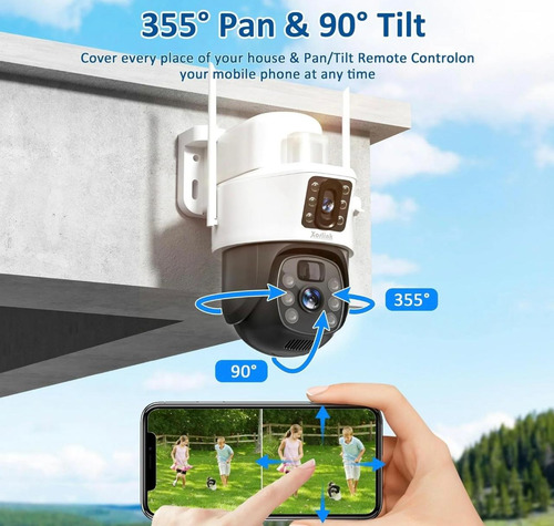 Cámara Solar 360° Exterior Wifi Inalámbrica Doble Lente 4 Mp