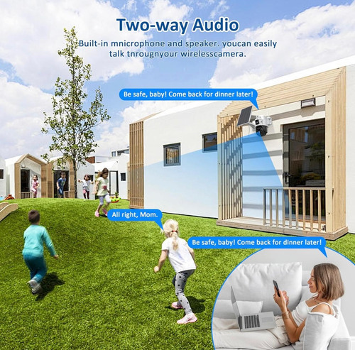 Cámara Solar 360° Exterior Wifi Inalámbrica Doble Lente 4 Mp