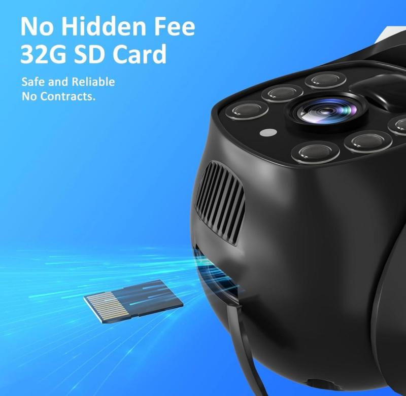 Cámara Solar 360° Exterior Wifi Inalámbrica Doble Lente 4 Mp