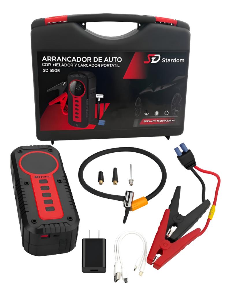 Arrancador De Bateria De Auto Portatil Con Inflador