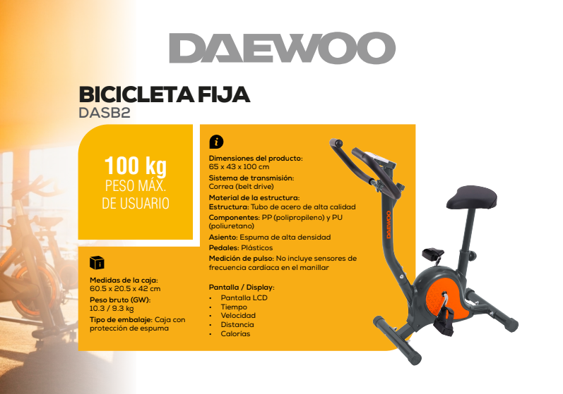 Bicicleta Fija Profesional Spinning Fitness Gym DAEWOO
