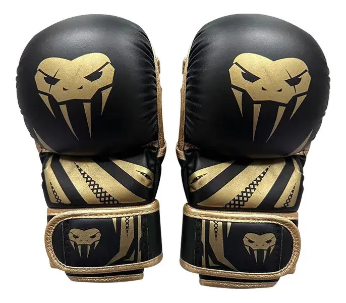 Guantes De Boxeo Medio Dedo Cuero Sintético Velcro