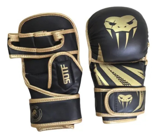 Guantes De Boxeo Medio Dedo Cuero Sintético Velcro