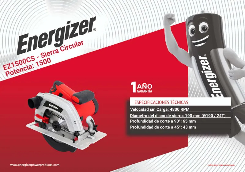 Cierra Circular Energizer Con Batería 4ah