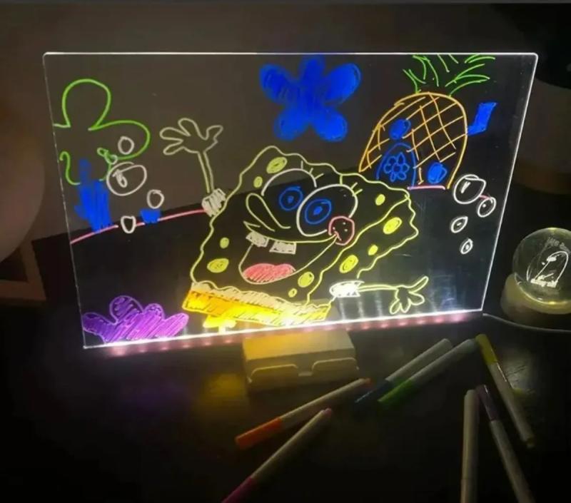 Pizarra Mágica Acrílica Led Usb Luminosa 30x20 Cm Blanco