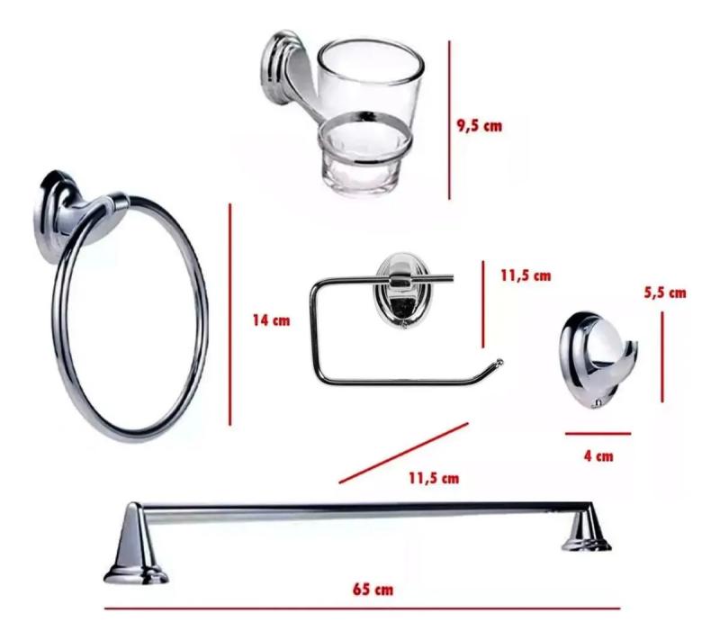 Set De Accesorios Baño Hogar Acero Inoxidable Cromado Plateado