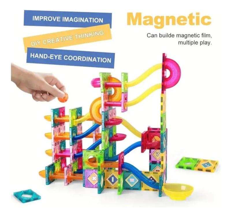Bloques Magneticos 47 Piezas Circuito Con Bolitas 47 No