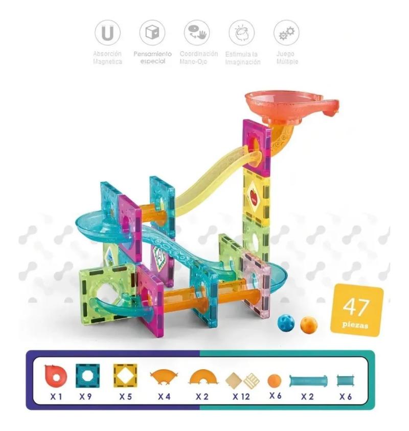 Bloques Magneticos 47 Piezas Circuito Con Bolitas 47 No