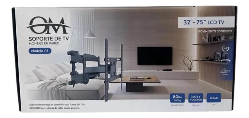 Soporte De Tv 40'' X 80'' Soporta 45.5kg Montaje En Pared Negro