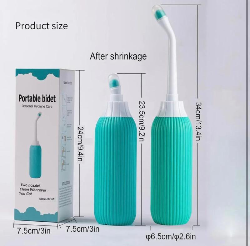 Bidet Portatil De Viaje Con 2 Boquillas 500ml Verde