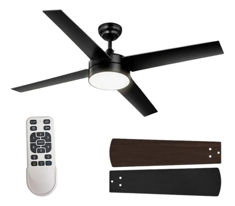 Ventilador De Techo Con Luz Led Control Remoto Madera Mdf 4