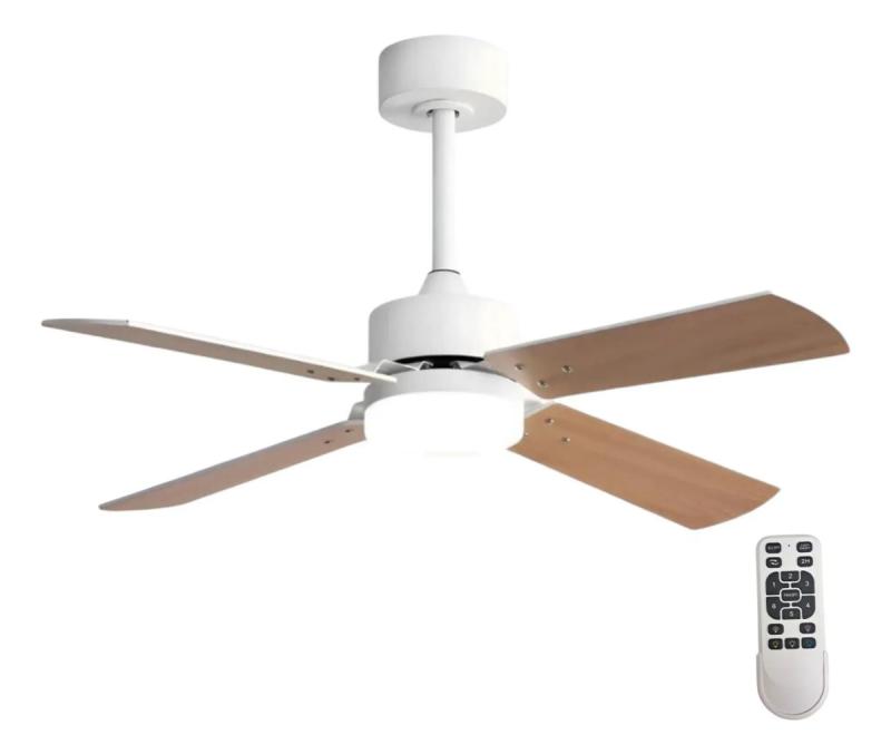 Ventilador De Techo Con Luz Led Control Remoto Madera Mdf 4