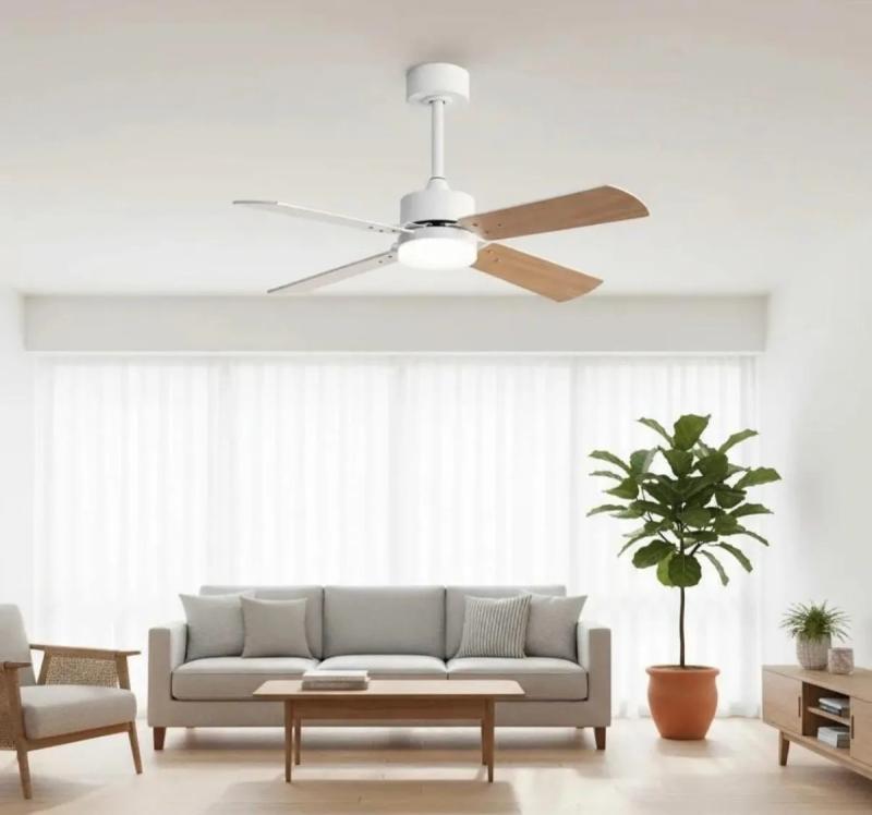 Ventilador De Techo Con Luz Led Control Remoto Madera Mdf 4