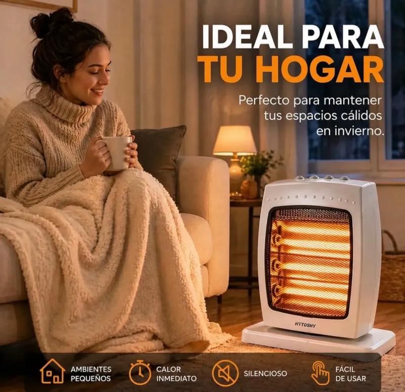 Estufa Eléctrica Halógena 1200w Giratoria Caloventor