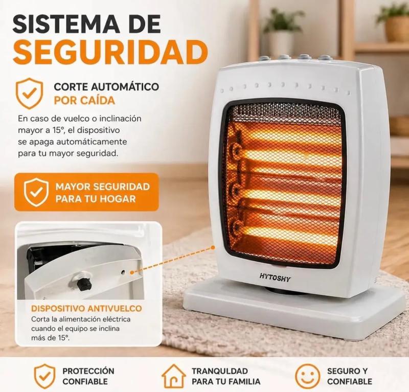 Estufa Eléctrica Halógena 1200w Giratoria Caloventor