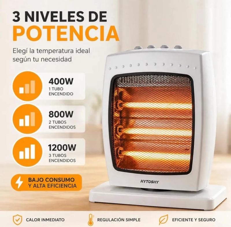 Estufa Eléctrica Halógena 1200w Giratoria Caloventor