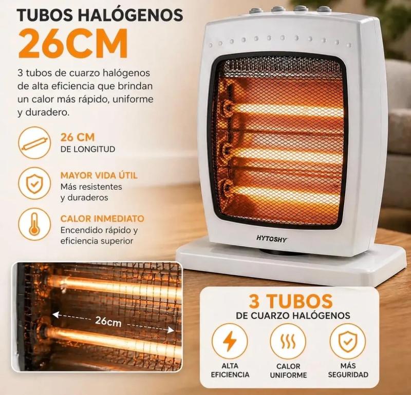 Estufa Eléctrica Halógena 1200w Giratoria Caloventor