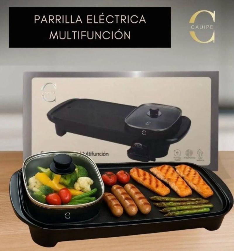 Plancha Parrillera Eléctrica Con Sartén Multifunciónal