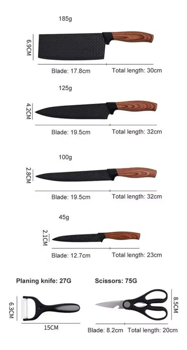 Set De Cuchillos Profesionales Para Cocina Acero Inoxidable