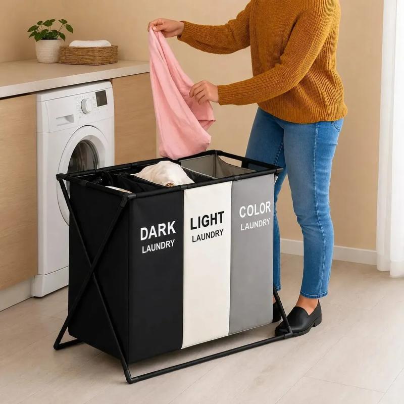 Cesto Canasto Organizador Ropa Sucia Plegable 3 Divisiones