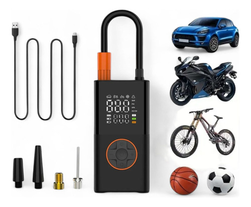 Compresor De Aire Auto Moto Inflador Usb Linterna Y Valiza