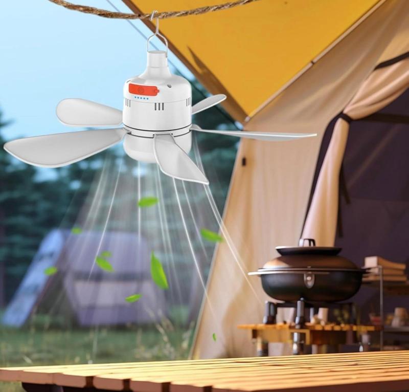 Ventilador De Techo De Camping Con Luz Recargable