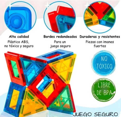 Bloques De Construcción Magnéticos 60 Piezas Magnetic Tiles