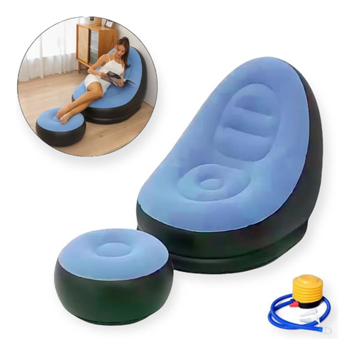 Sofa Sillon Inflable Ultra Cómodo Con Puf Con Posapies