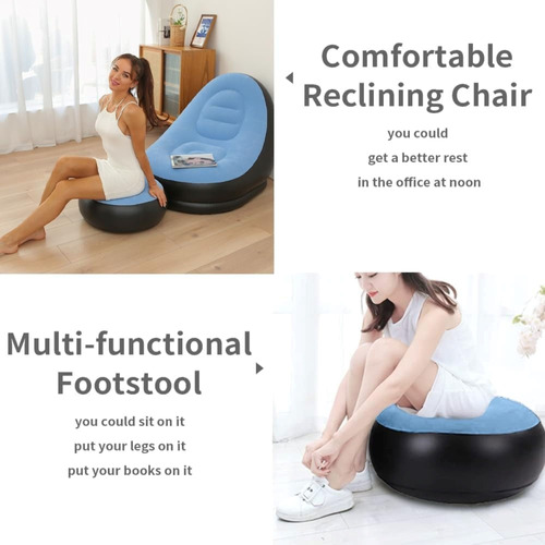 Sofa Sillon Inflable Ultra Cómodo Con Puf Con Posapies
