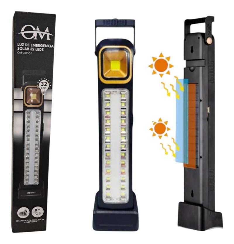 Luz Led Emergencia Portátil Solar Recargable 32 Leds