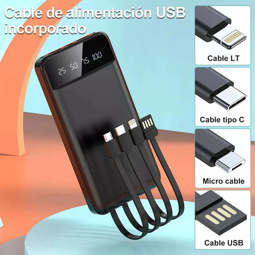 Batería Portátil Power Bank 20,000 Mah Con Linterna